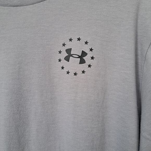 Under Armour Freedom Flag Logo Gray Black T-Shirt Men's XXL - Picture 3 of 6